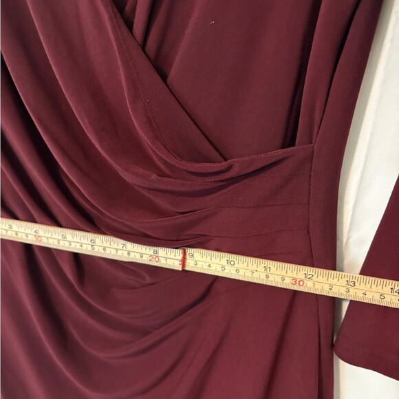 Lauren Ralph Lauren Burgundy Ruched Sheath Dress Size 4 - Picture 7 of 10